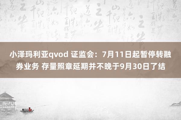 小泽玛利亚qvod 证监会：7月11日起暂停转融券业务 存量照章延期并不晚于9月30日了结