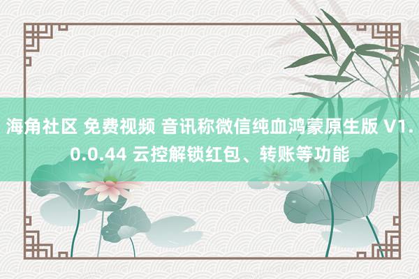 海角社区 免费视频 音讯称微信纯血鸿蒙原生版 V1.0.0.44 云控解锁红包、转账等功能
