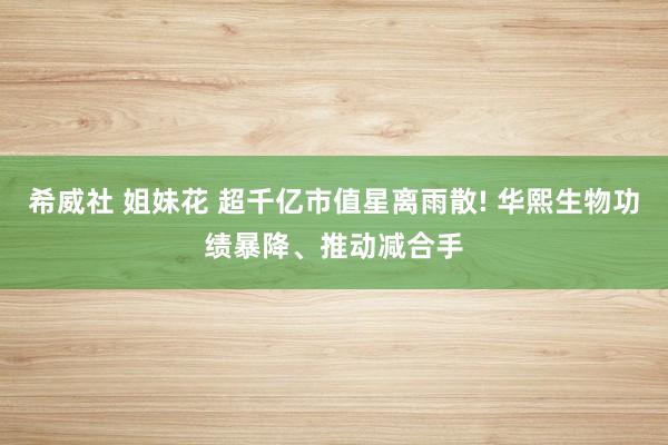 希威社 姐妹花 超千亿市值星离雨散! 华熙生物功绩暴降、推动减合手