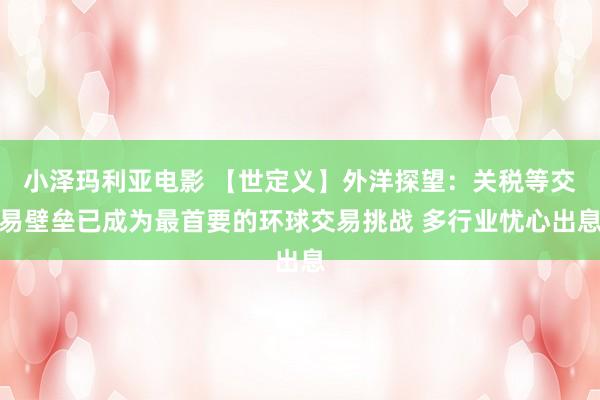 小泽玛利亚电影 【世定义】外洋探望：关税等交易壁垒已成为最首要的环球交易挑战 多行业忧心出息