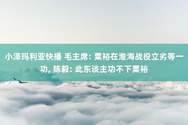 小泽玛利亚快播 毛主席: 粟裕在淮海战役立劣等一功， 陈毅: 此东谈主功不下粟裕