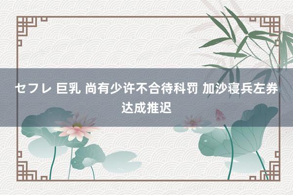 セフレ 巨乳 尚有少许不合待科罚 加沙寝兵左券达成推迟