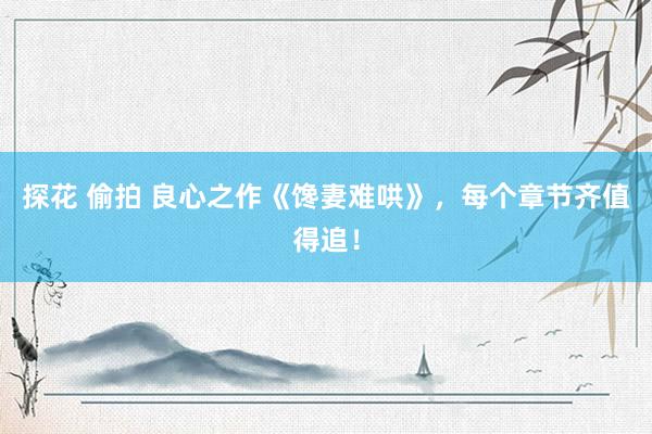 探花 偷拍 良心之作《馋妻难哄》，每个章节齐值得追！