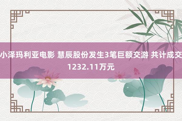 小泽玛利亚电影 慧辰股份发生3笔巨额交游 共计成交1232.11万元