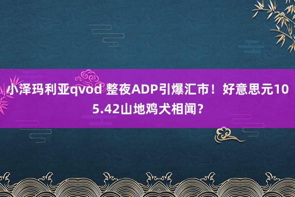 小泽玛利亚qvod 整夜ADP引爆汇市！好意思元105.42山地鸡犬相闻？