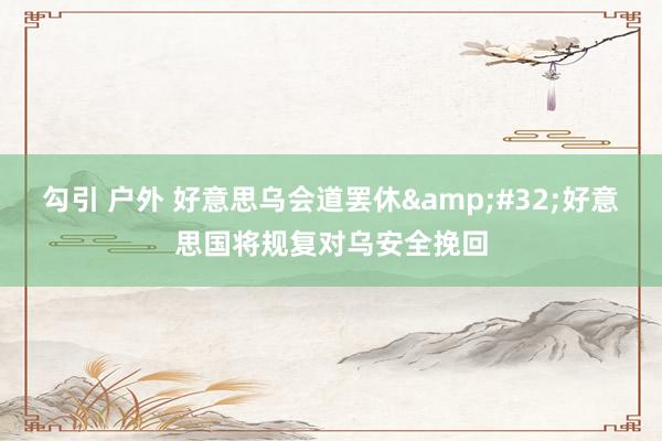 勾引 户外 好意思乌会道罢休&#32;好意思国将规复对乌安全挽回