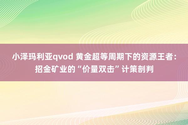 小泽玛利亚qvod 黄金超等周期下的资源王者：招金矿业的“价量双击”计策剖判