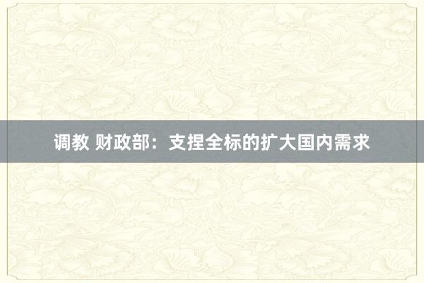 调教 财政部：支捏全标的扩大国内需求