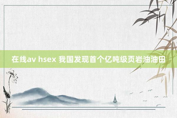 在线av hsex 我国发现首个亿吨级页岩油油田