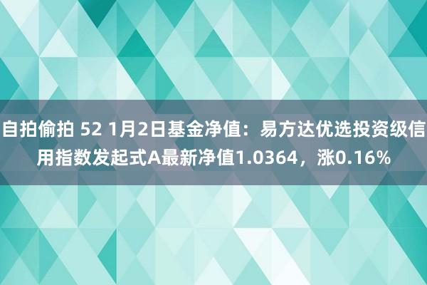 自拍偷拍 52 1月2日基金净值：易方达优选投资级信用指数发起式A最新净值1.0364，涨0.16%