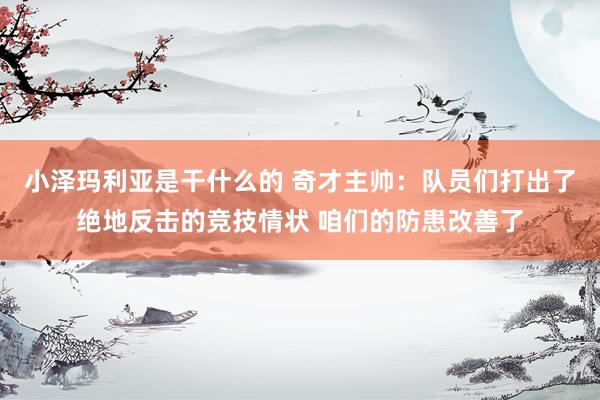 小泽玛利亚是干什么的 奇才主帅：队员们打出了绝地反击的竞技情状 咱们的防患改善了