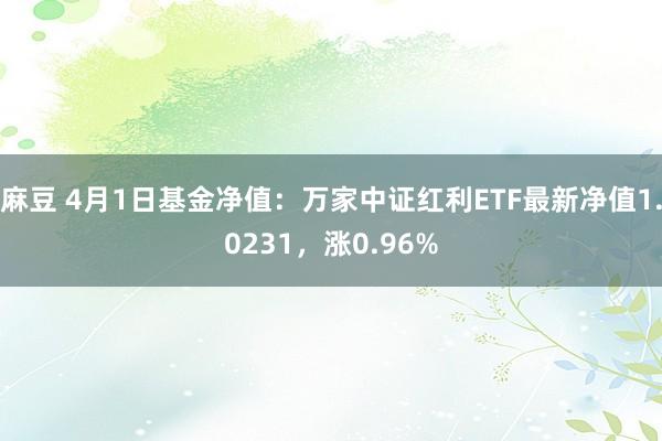 麻豆 4月1日基金净值：万家中证红利ETF最新净值1.0231，涨0.96%