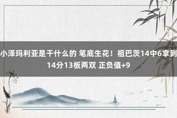 小泽玛利亚是干什么的 笔底生花！祖巴茨14中6拿到14分13板两双 正负值+9