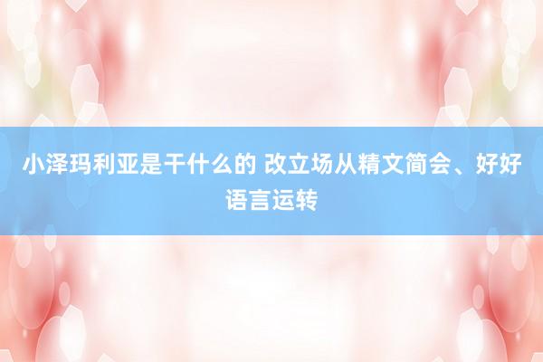 小泽玛利亚是干什么的 改立场从精文简会、好好语言运转