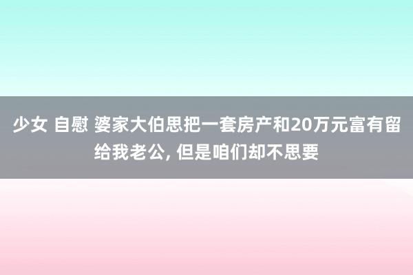 少女 自慰 婆家大伯思把一套房产和20万元富有留给我老公， 但是咱们却不思要