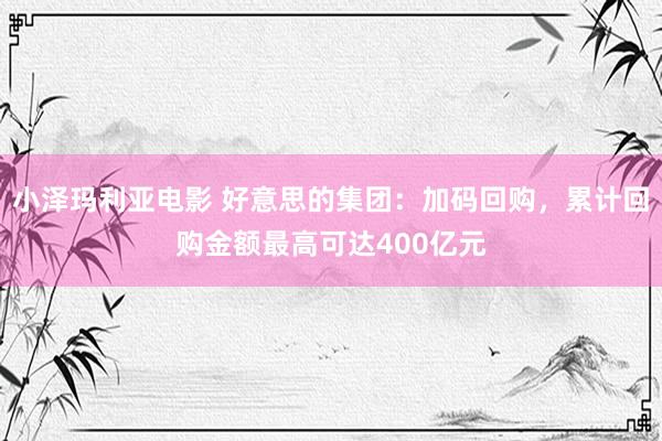 小泽玛利亚电影 好意思的集团：加码回购，累计回购金额最高可达400亿元