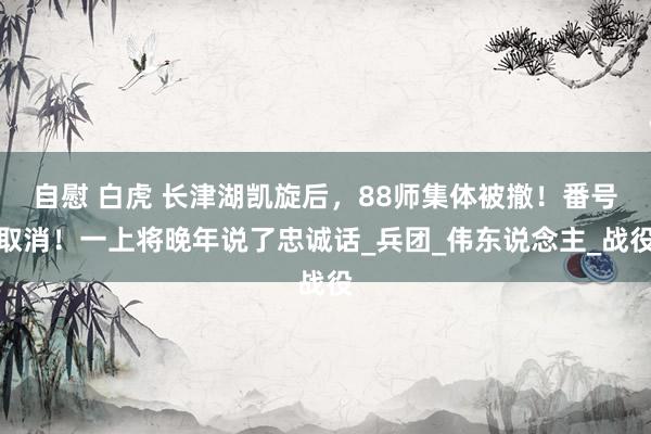 自慰 白虎 长津湖凯旋后，88师集体被撤！番号取消！一上将晚年说了忠诚话_兵团_伟东说念主_战役