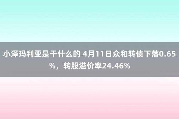 小泽玛利亚是干什么的 4月11日众和转债下落0.65%，转股溢价率24.46%