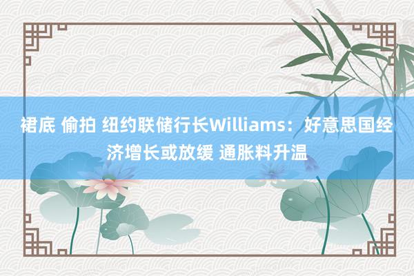 裙底 偷拍 纽约联储行长Williams：好意思国经济增长或放缓 通胀料升温