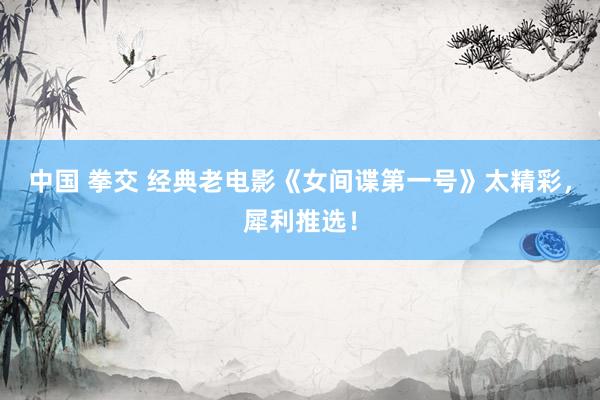 中国 拳交 经典老电影《女间谍第一号》太精彩，犀利推选！