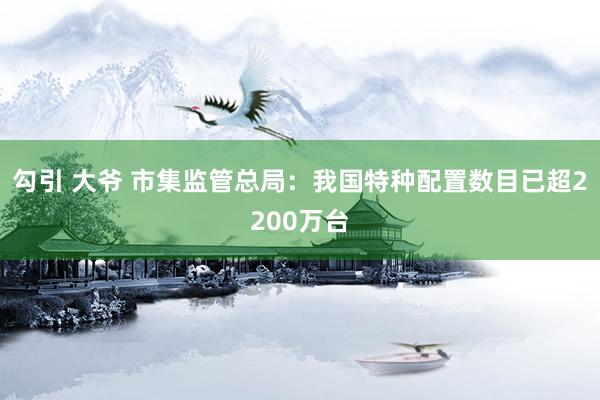 勾引 大爷 市集监管总局：我国特种配置数目已超2200万台