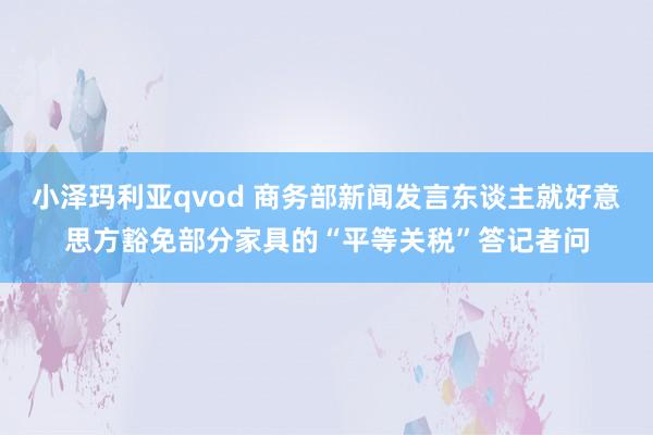 小泽玛利亚qvod 商务部新闻发言东谈主就好意思方豁免部分家具的“平等关税”答记者问