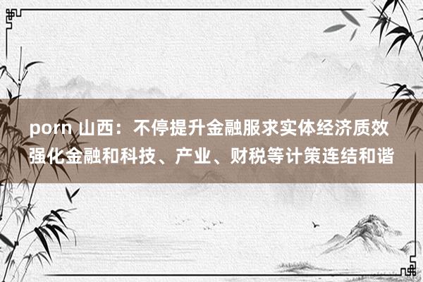 porn 山西：不停提升金融服求实体经济质效 强化金融和科技、产业、财税等计策连结和谐