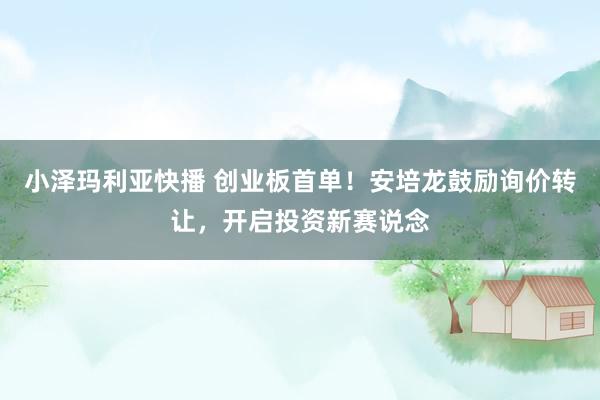 小泽玛利亚快播 创业板首单！安培龙鼓励询价转让，开启投资新赛说念