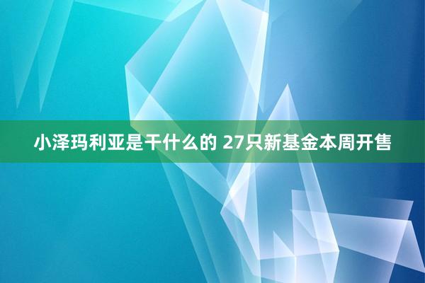 小泽玛利亚是干什么的 27只新基金本周开售