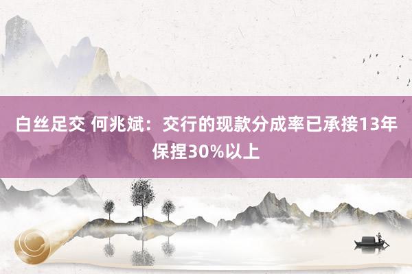 白丝足交 何兆斌：交行的现款分成率已承接13年保捏30%以上