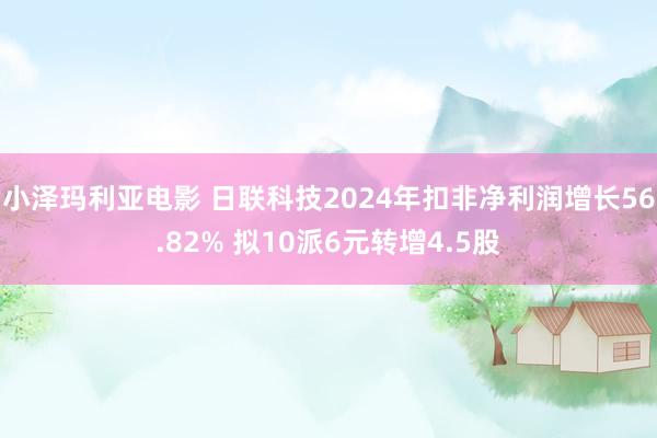 小泽玛利亚电影 日联科技2024年扣非净利润增长56.82% 拟10派6元转增4.5股