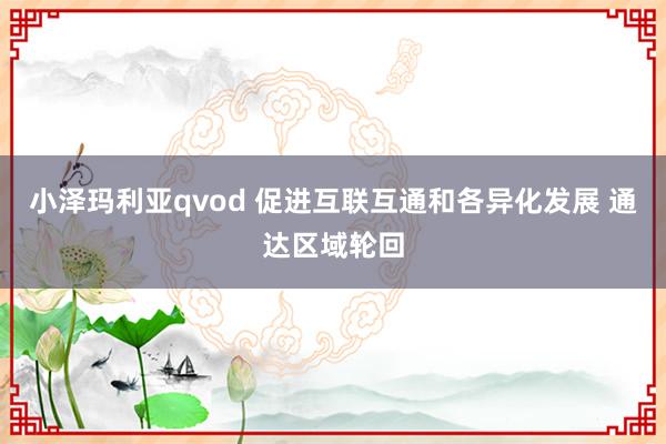 小泽玛利亚qvod 促进互联互通和各异化发展 通达区域轮回